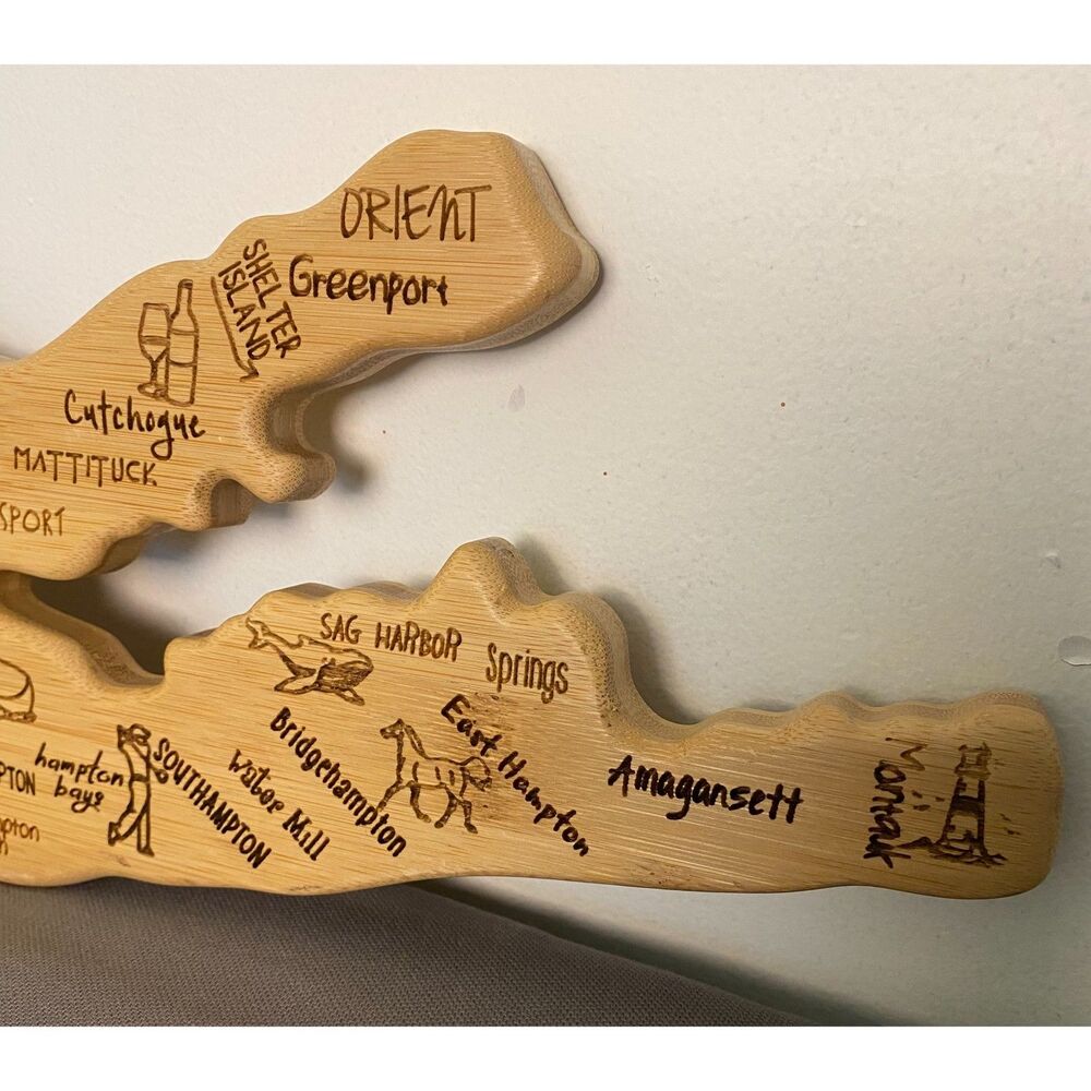 Totally Bamboo Destination Long Island Shaped Cutting Board Engraved Towns Wood - Picture 4 of 8
